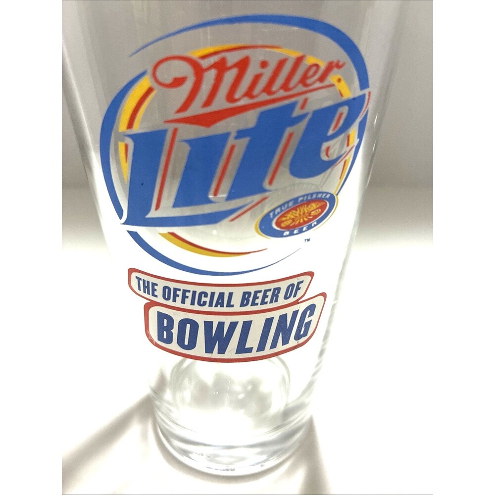 BOWLING Miller Lite "The Official Beer Of Bowling" Pint Glass 16 oz Drinking Cup - Picture 2 of 4